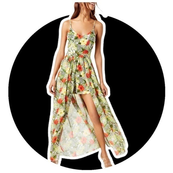 XOXO Spaghetti Strap Tropical Maxi Romper - Picture 7 of 7